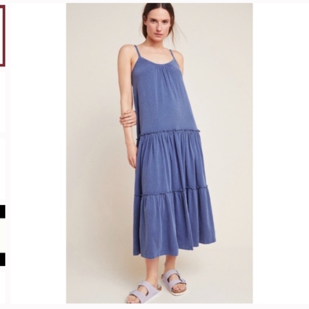 Sundry Tiered Midi / Maxi Dress Blue sz 2 / medium